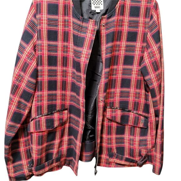 Vans Black/Red Plaid Bomber Jacket XL - Picture 3 of 7